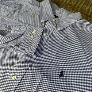 Ralph Lauren Gingham Button Down Shirt Long Sleeve Mens Dress Shirt 17‎ 1/2